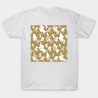 cute girly yellow butterfly pattern with a splash paint background T-Shirt